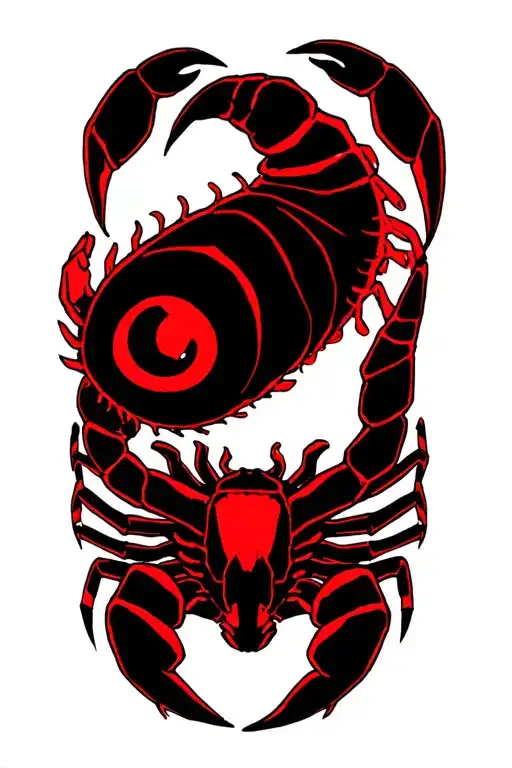 A scorpion with a black eye with red tattoo design idea