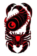 A scorpion with a black eye with red tattoo design idea