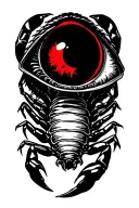 A scorpion with a black eye with red tattoo design idea