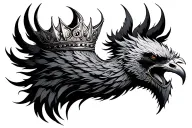 Phoenix Neck with crown tattoo design idea