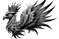 Phoenix Neck with crown tattoo design idea