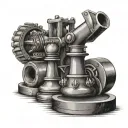 chess pieces behind a bulldozer inspired by courage  tattoo design idea