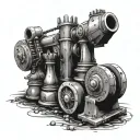 chess pieces behind a bulldozer inspired by courage  tattoo design idea