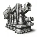 chess pieces behind a bulldozer inspired by courage  tattoo design idea