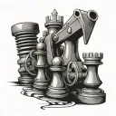 chess pieces behind a bulldozer inspired by courage  tattoo design idea