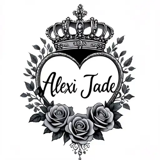"Alexi Jade" "Alexi Jade" "Alexi Jade" heart, princess crown, roses tattoo design idea