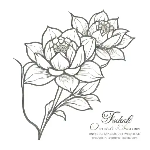 Daffodil Rose Water Lily Chrysanthemum bouquet tattoo design idea