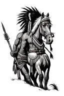 Seminole Indian Planting A Spear Horse Back tattoo design idea