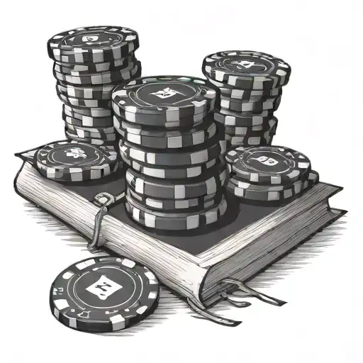 A stack of poker chips morphing into a school book, representing the balance between studying and gambling tattoo design idea