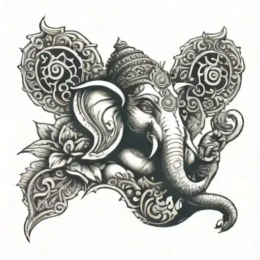 lord ganesha writing mahabharta tattoo design idea