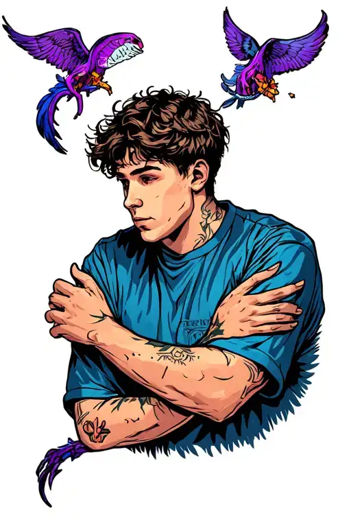 A tattoo telling the story of a young man named Jarek, who has been battling fibromyalgia and severe depression for many tattoo design idea
