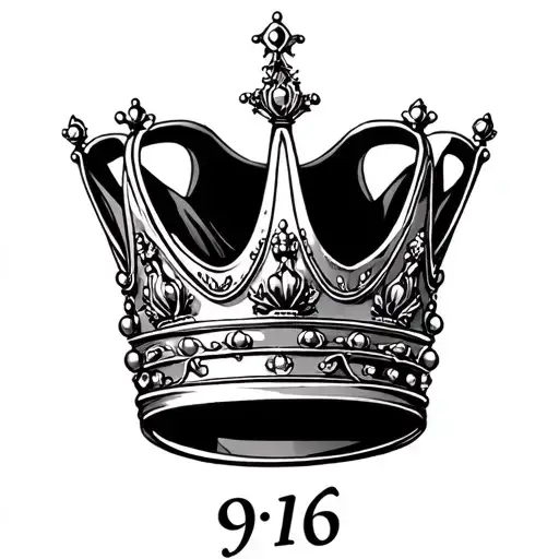 The date 9/16 in a princess crown tattoo design idea
