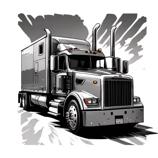 semi truck tattoo design idea