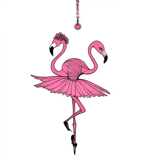 flamingo and ballerina tattoo design idea