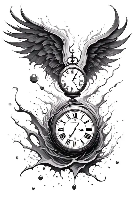 time vortex and a clock melting tattoo design idea