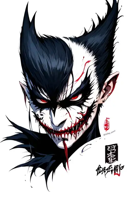 Shinigami ryuk half face tattoo design idea