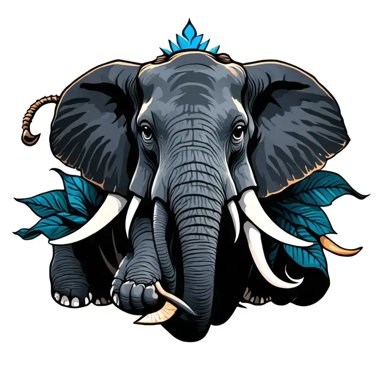 elephant full co;or tattoo design idea