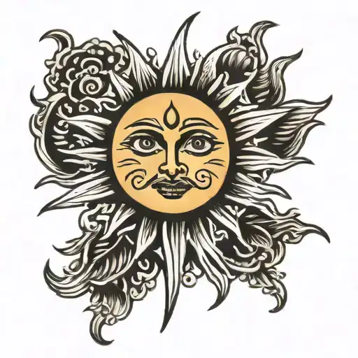 sun with a mood tattoo design idea