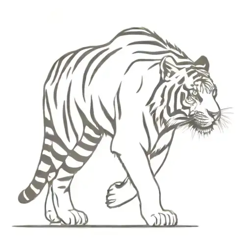 tiger walking tattoo design idea