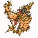 Poseidon holding a trident tattoo design idea