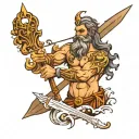 Poseidon holding a trident tattoo design idea