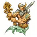 Poseidon holding a trident tattoo design idea
