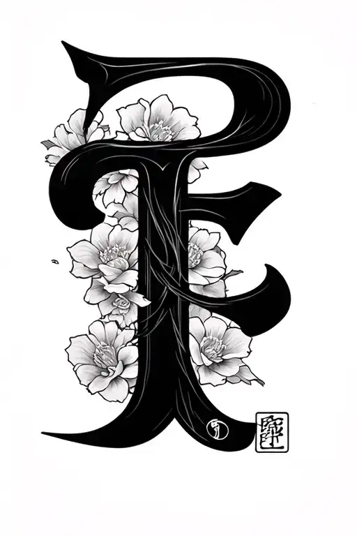 symbol of friendship in black Japanese with the letter t tattoo design idea