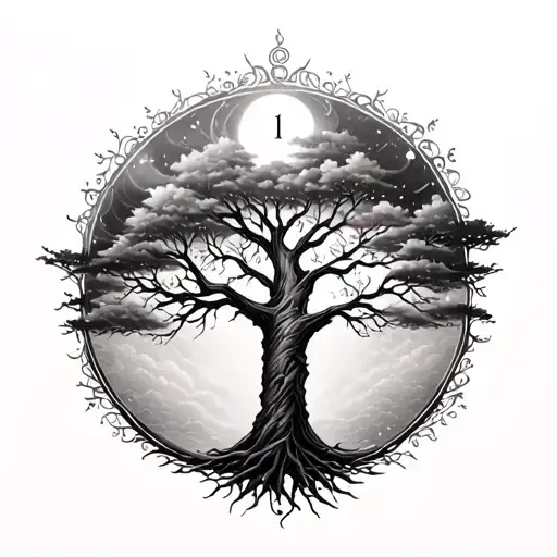 tree of life and time and journey of never being alone tattoo design idea