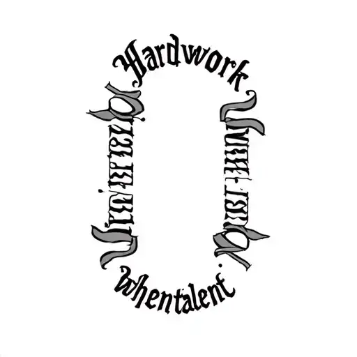 "Hardworkbeatstalentwhentalent" tattoo in cursive on the inner bicep  tattoo design idea