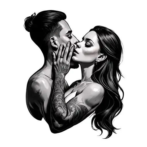 man hand choking sexy woman throat tattoo design idea