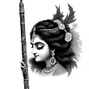 Krishna flute with fierce look tattoo design idea