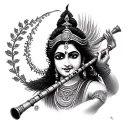 Krishna flute with fierce look tattoo design idea