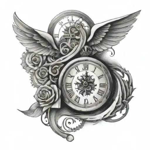 cross, infinity, clock, hope tattoo design idea