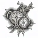 cross, infinity, clock, hope tattoo design idea