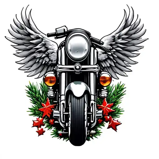 cross Mets motorcycle christmas tattoo design idea