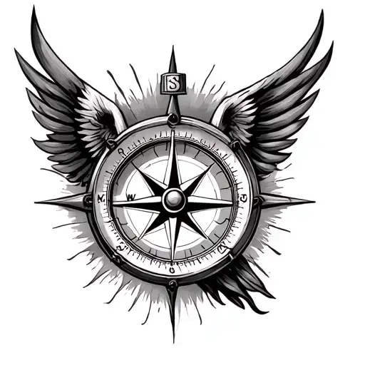 blank compass surrender tattoo design idea