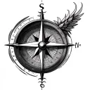 blank compass surrender tattoo design idea