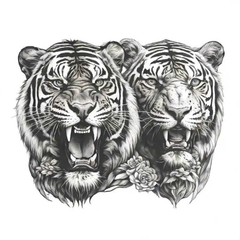 tiger and buddha face tattoo design idea
