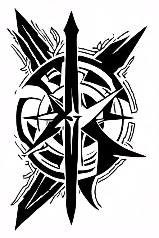 arrow, compass, viking rune  tattoo design idea