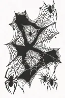 spiders and spiderwebs hanging tattoo design idea
