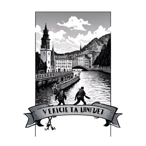 Alpine crossing from Munich to Venice on foot tattoo design idea