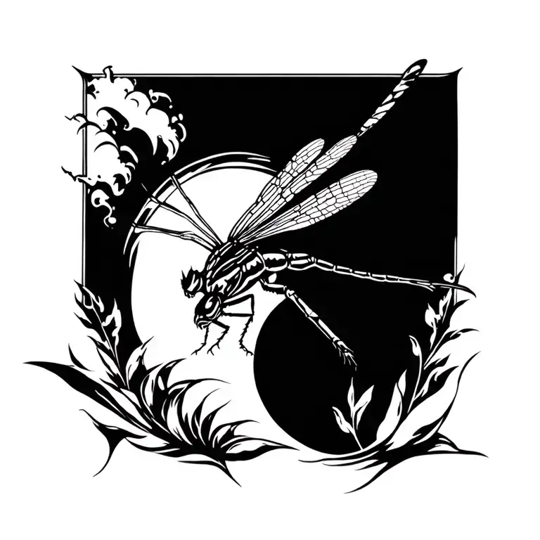 dragonfly landing tattoo design idea