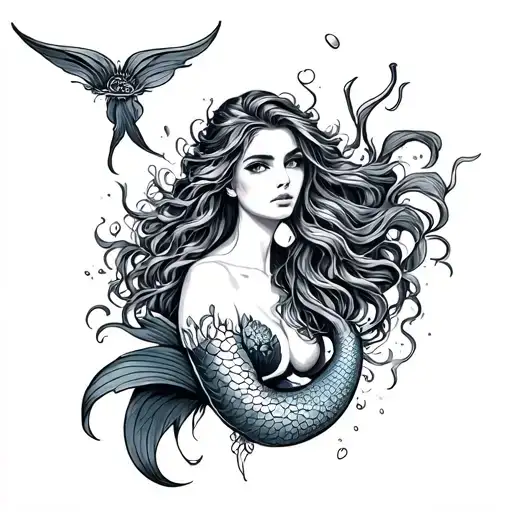 Mermaid Siren tattoo design idea
