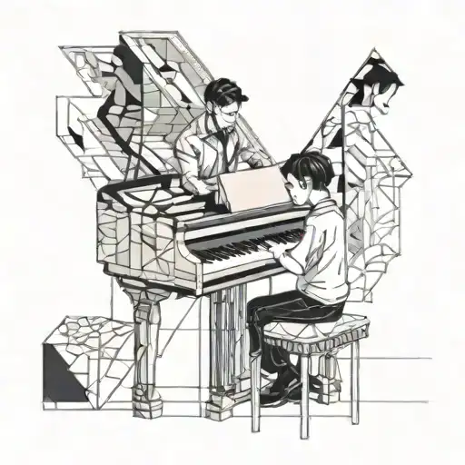 Dad And Son Playing Piano tattoo design idea