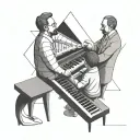 Dad And Son Playing Piano tattoo design idea