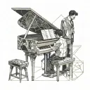 Dad And Son Playing Piano tattoo design idea