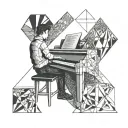 Dad And Son Playing Piano tattoo design idea