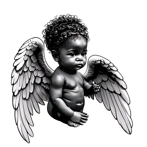 African baby angel wing tattoo design idea