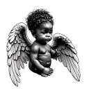 African baby angel wing tattoo design idea