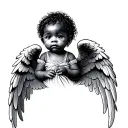 African baby angel wing tattoo design idea